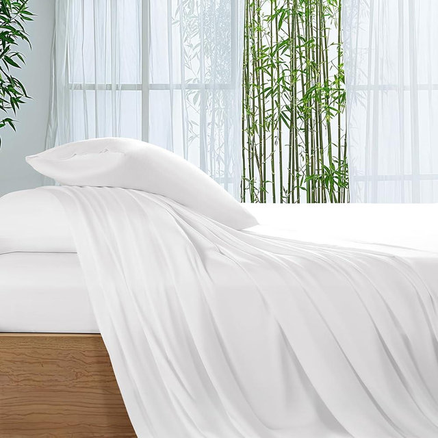 SONORO KATE 100% Viscose Derived from Bamboo_Sheets King Size, Ultra Breathable & Cooling Bed Sheets for Hot Sleepers, Hotel Luxury Silky Bedding Sheets, 16" Deep Pocket - 4PC (White,King)