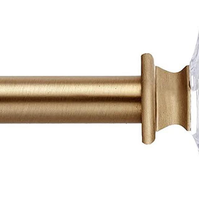 MODE Simplicity Single Curtain Rod Set with Clear Square Finials - 32 to 90 in, Gold