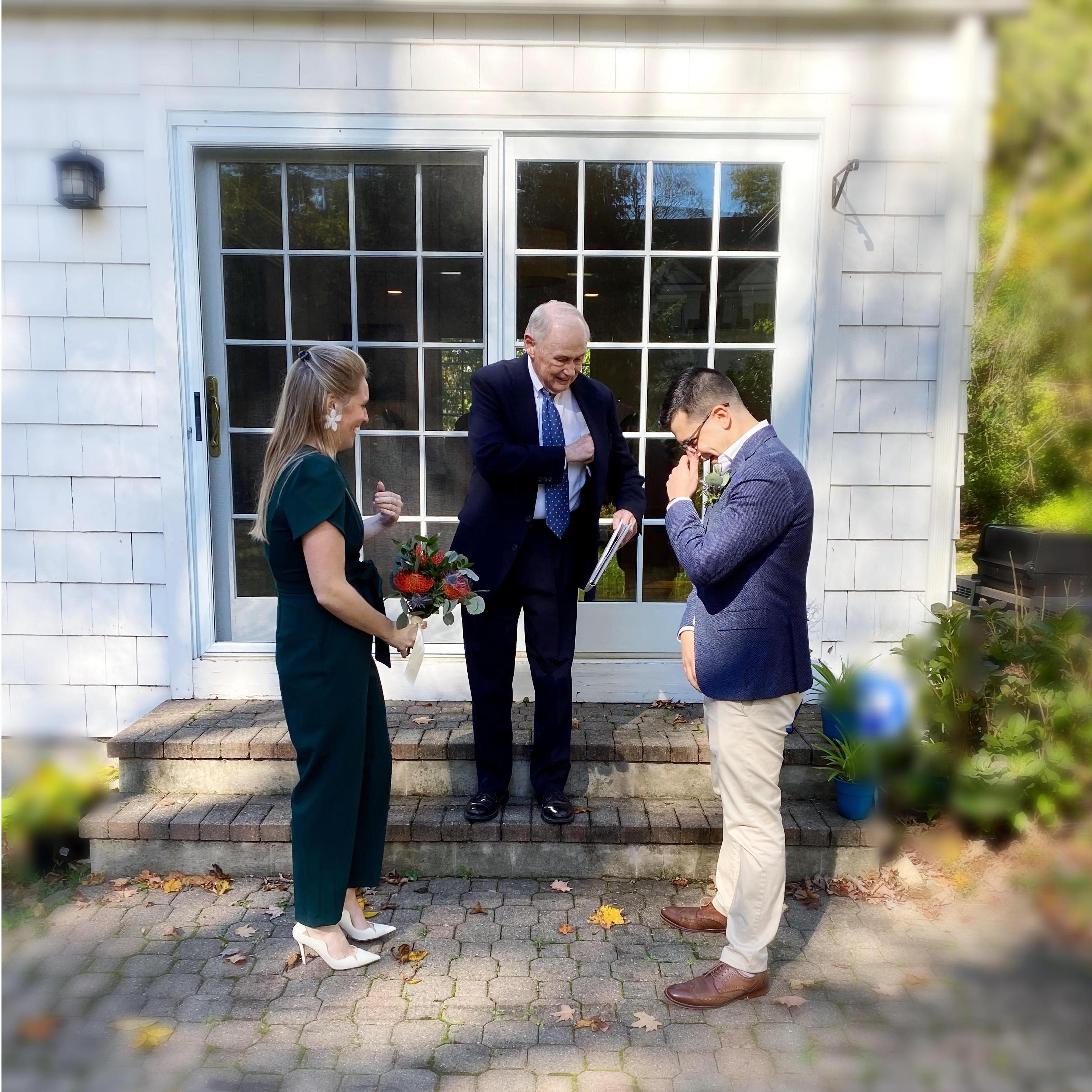 Original wedding date 10.17.21 tying the knot in our backyard!