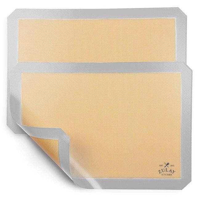 Zulay Kitchen (2 Pack) Silicone Baking Mat Sheet Set - Reusable Baking Mat Nonstick - Half Sheet Baking Mat For Oven (Size 16.5" x 11.6") - Light Gray