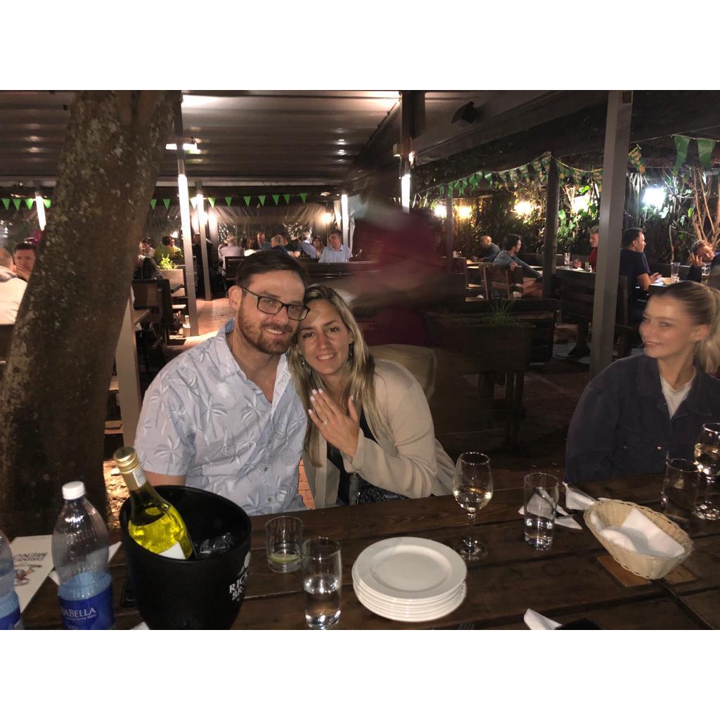 The day after John proposed at our "goodbye" dinner in South Africa.