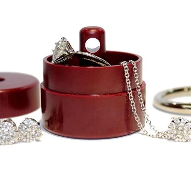 LION LATCH: As Seen on Shark Tank, Traveling Jewelry Holder Storage, Pill Box Keychain Container, Jewelry Box Case, SINGLE - Maroon