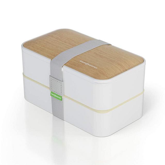 Bento Box for Adults & Kids in Cool Colors - Lunch Bag, Divider, Cutlery, Fun Lunch Notes Included - BPA-free, Leakproof Japanese Lunch Box - Eco-friendly, Hassle-free (Bamboo White)