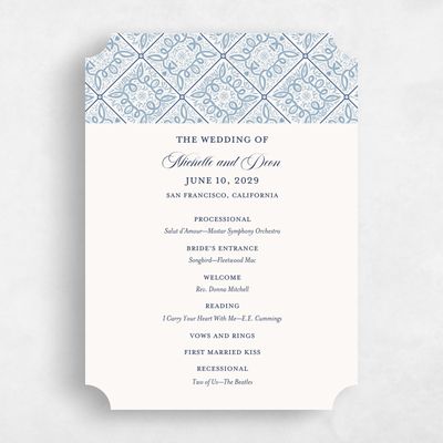 Blue Ticket Wedding Program - Como