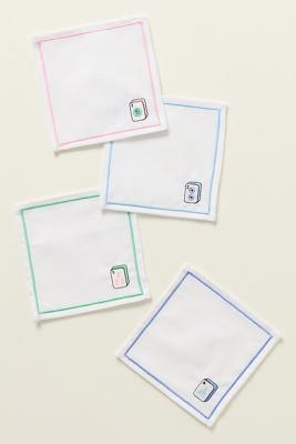 Frasier Sterling Linen Blend Mahjong Cocktail Napkins, Set of 4