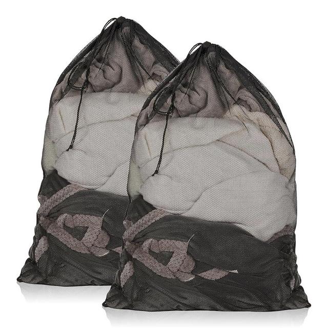 2 Pack Mesh Laundry Bags, 23 x 34 Inches Heavy Duty Mesh Laundry Bag, Large Laundry Drawstring Bag for College, Dorm, Travel, Family and Apartment Dwellers, Black