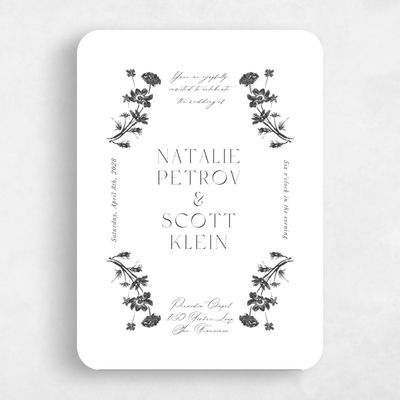 White Rounded Wedding Invitation - Dianora Portrait