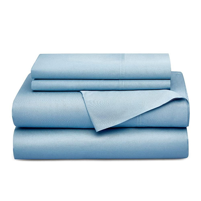 Bedsure 100% Bamboo Sheets Set California King Spa Blue - Cooling Bamboo Bed Sheets for Cal King Size Bed with Deep Pocket 4PCs Super Soft Breathable