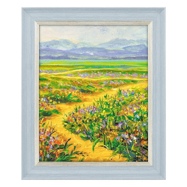 Golden State Art, 8x10 Ornate Vintage Finish Picture Frame with Acrylic Plexiglass, Light Blue with Silver Color