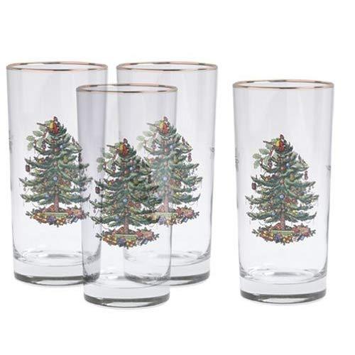 Spode Christmas Tree Hiball Glasses, Set of 4