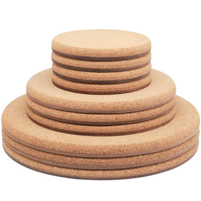 KITLAB Cork Plant Coasters, 3 Sizes Double Layers Hard Thick Cork Planter Coaster, 4/6/8 Inch Absorbent Cork Plant Mats, Cork Trivets for Hot Dishes, Cork Plant Coasters for House Plants, 10 Pcs