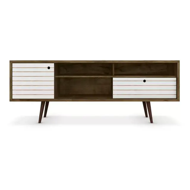 Manhattan Comfort Liberty 70.86-Inch TV Stand in Rustic Brown/White