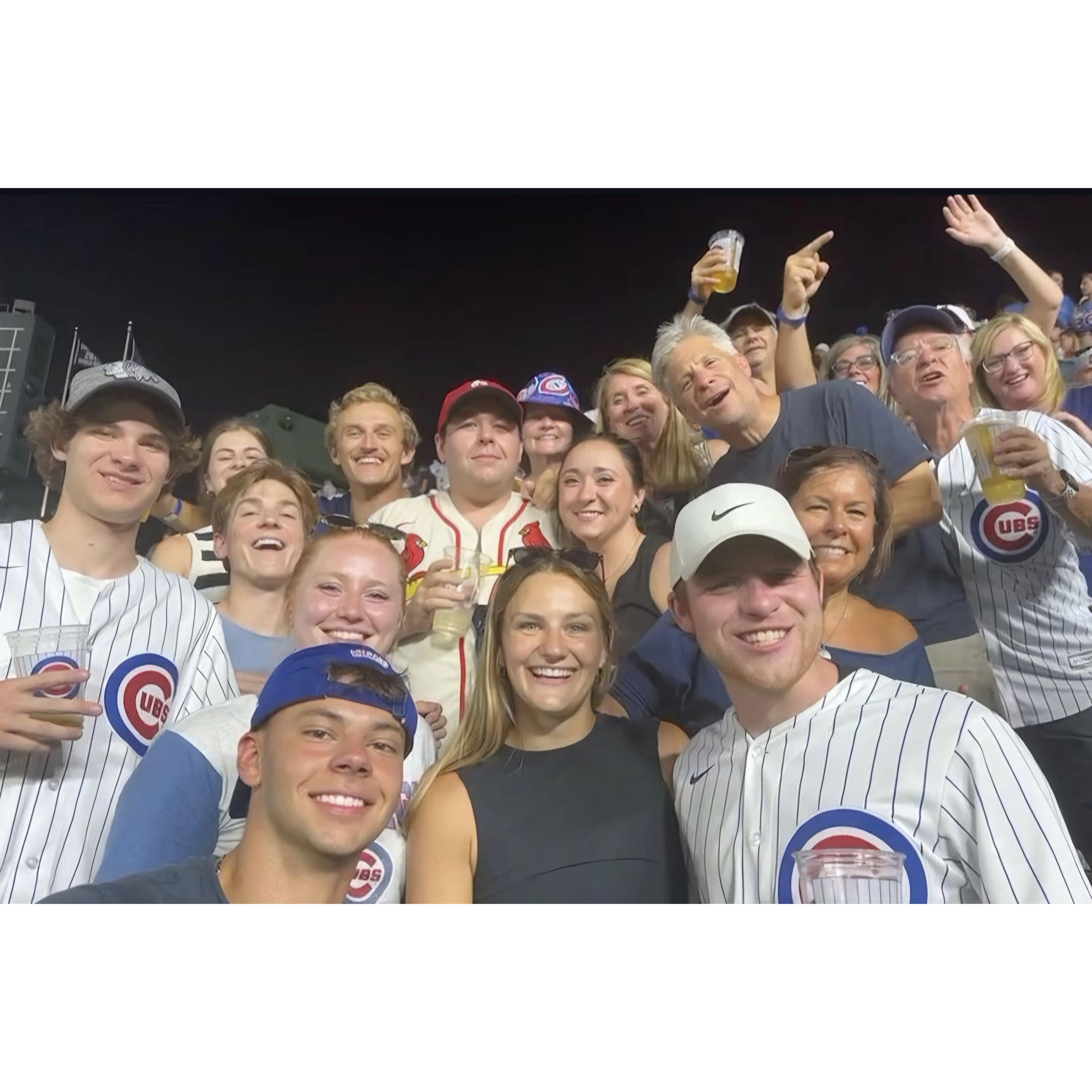 The first big friends event to a Chicago Cubs game when Meg was officially introduced to all of the friend group, and their parents !