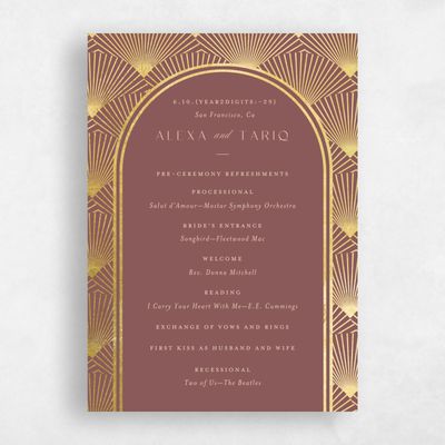 Brown Foil Wedding Program - Hayden Foil