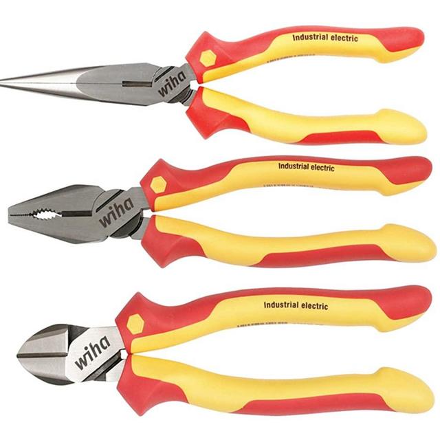 Wiha 32981 Insulated Industrial Pliers/Cutters Set, 3-Piece