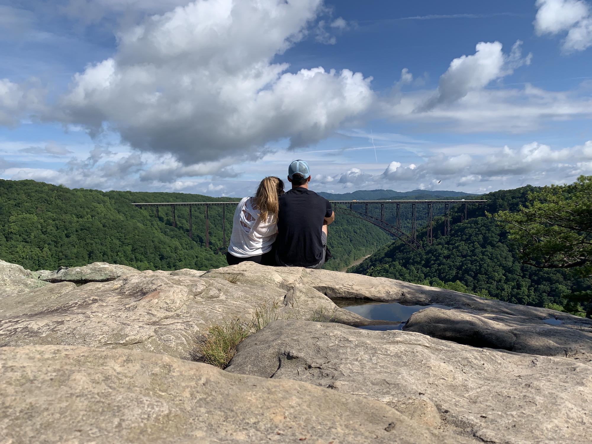 Hiking with a view, one of our favorite things to do together!! For you to decide...is the view the gorge or Chris??