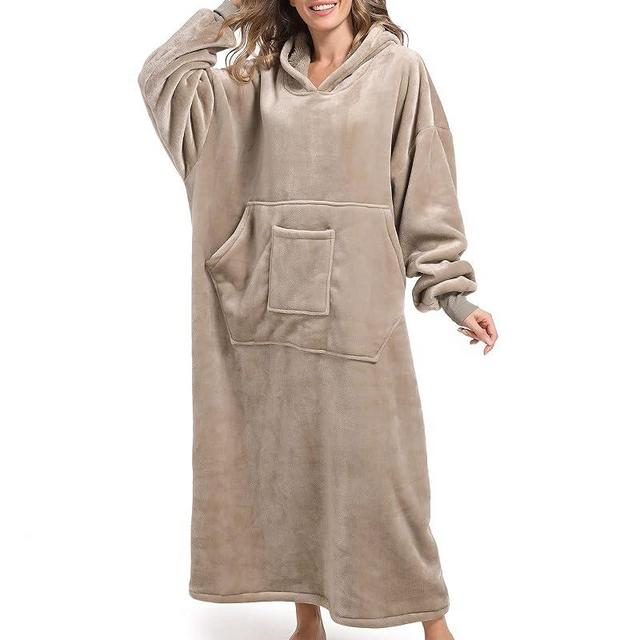 FUSSEDA Oversized Wearable Blanket Sweatshirt, Thick Warm Fleece Cozy Sherpa Hooded with Pockets and Sleeves Gift for Adult