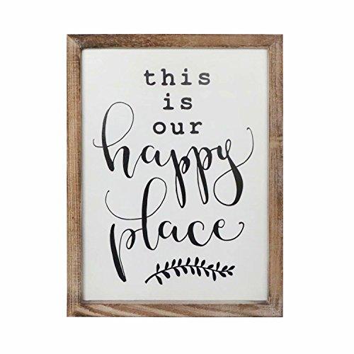 SANY DAYO HOME Wall Decor Signs with Inspirational Quotes 11 x 16 inches Rustic Wood Framed Modern Farmhouse Wall Hanging Art - This is Our Happy Place