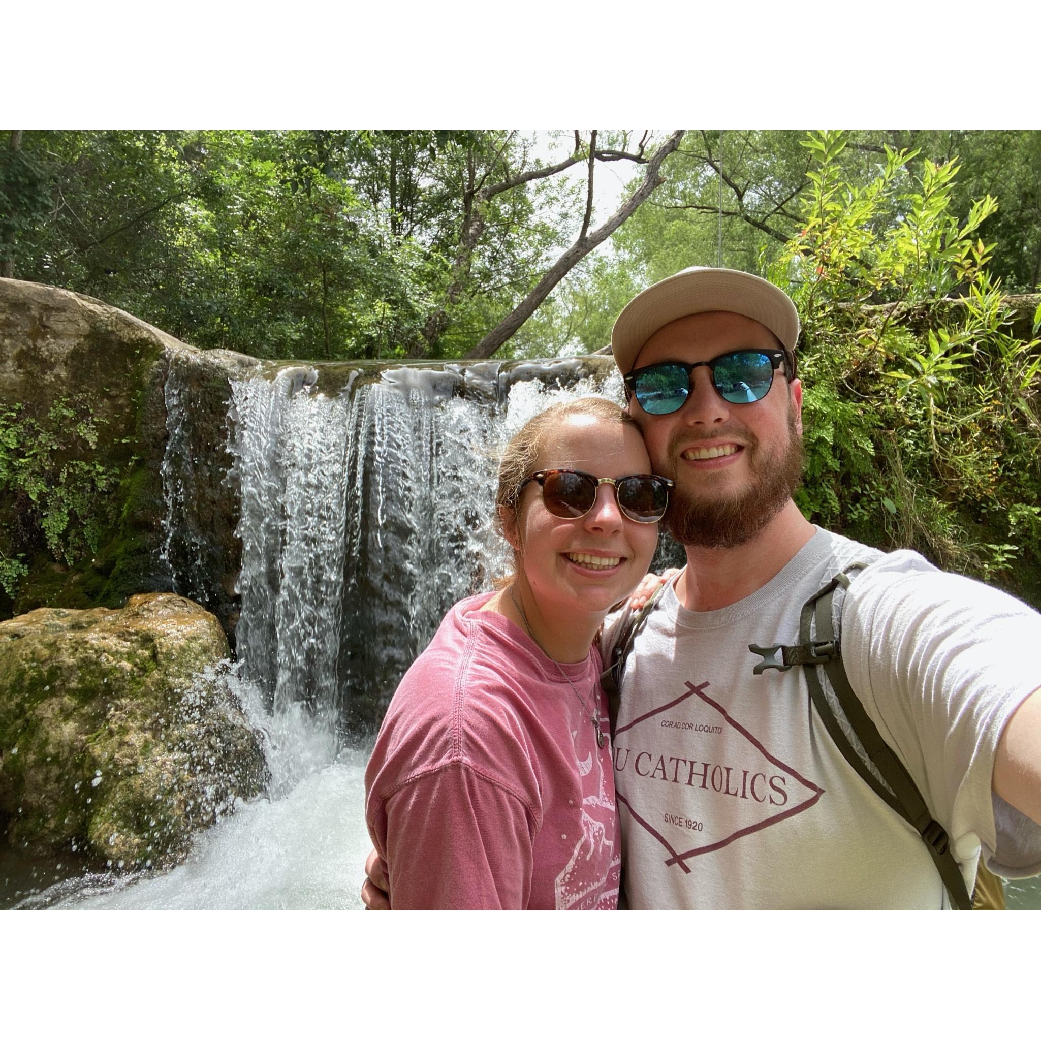 Hiking in a river in Austin, TX