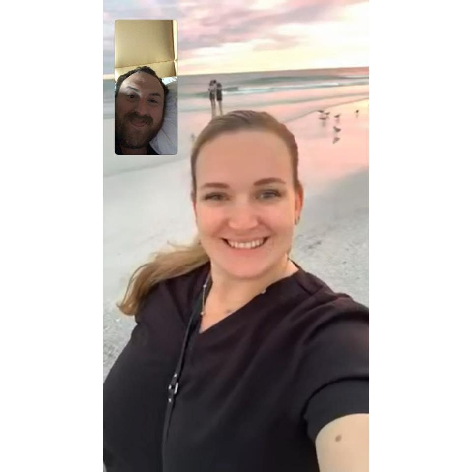 When you both travel for work and are on separate coasts you have facetime dates!