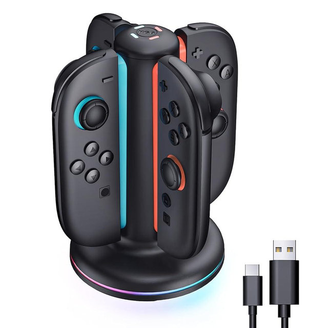 Mumba Charging Dock for Nintendo Switch 2 Joy-Con Controllers – 4 in 1 Fast Charger Station, Magnetic & Weighted Base, Bi-Directional Design, LED Indicators & Overcharge Protection
