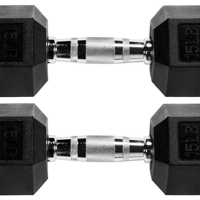 Signature Fitness Rubber Encased Hex Dumbbell