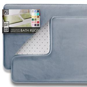 Hearth & Harbor Bathroom Rugs, Ultra Soft Velvet Memory Foam Bath Mats with PVC Backing