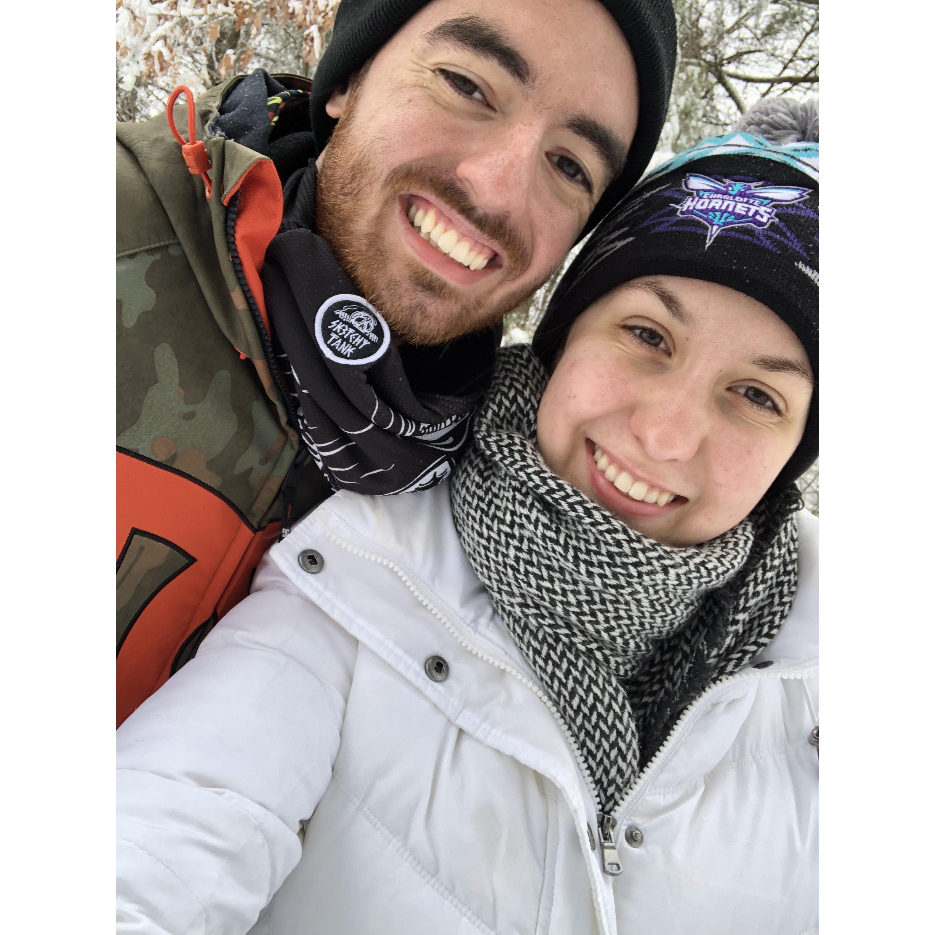 Our first snowfall together.
