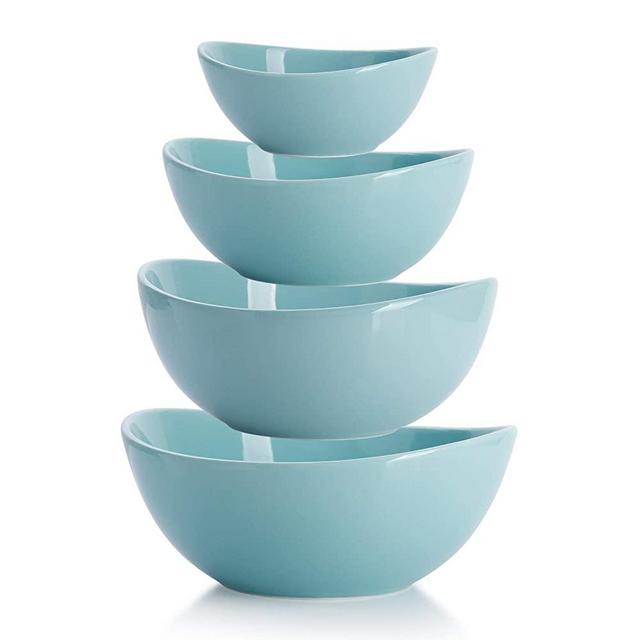 Sweese 105.402 Porcelain Bowls 10-18-28-42 Ounce Various Size Bowl Set - Set of 4, Turquoise