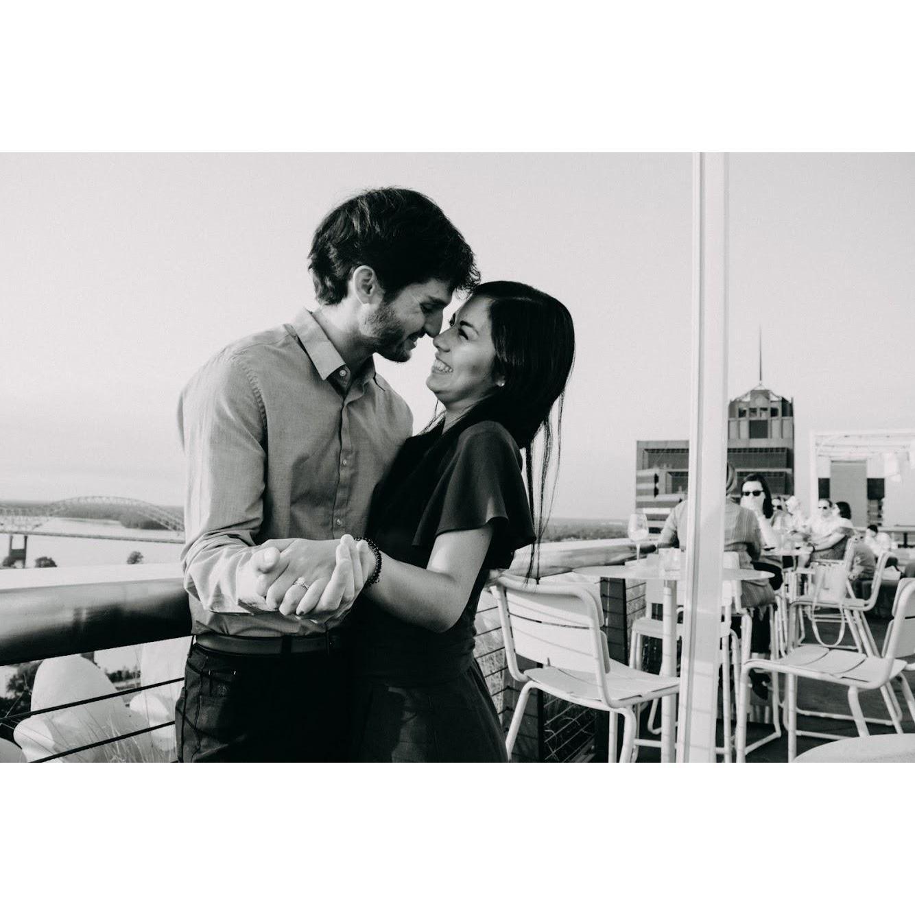 One of Paola's childhood friends, Izabella Sandoval, took our engagement pictures on top of the Hu Hotel, and we couldn't have been happier with the results!