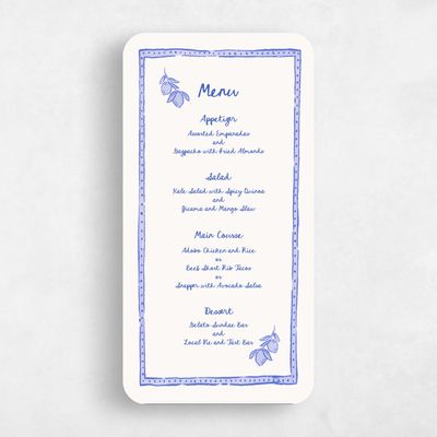 Blue Rounded Wedding Menu - Tenger