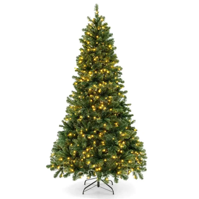 Costway 7ft Artificial Christmas Tree 700 Warm LED Lights Xmas Decoration