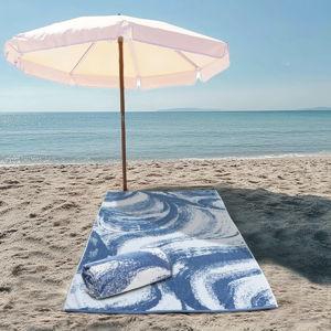 COTTON CRAFT Oversized XL Beach Towel - 2 Pack 39 x 68 inches Summer Wave Big & Huge Beach Blanket Towel - 100% Cotton Jacquard Velour - 450 GSM Super Soft Luxury - Pool Picnic Bath - Surf Blue