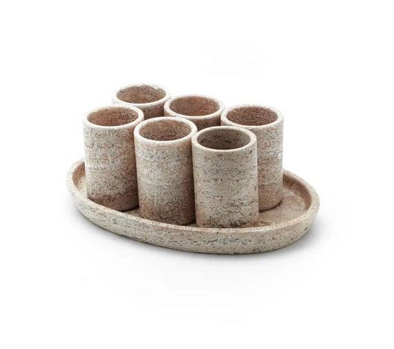 Marble Stone Shot Glasses Set (6 Pack) - Party Shot Glasses | Drink Glasses | Handmade Glasses | Barware Shot Glasses | Drinkware Shot