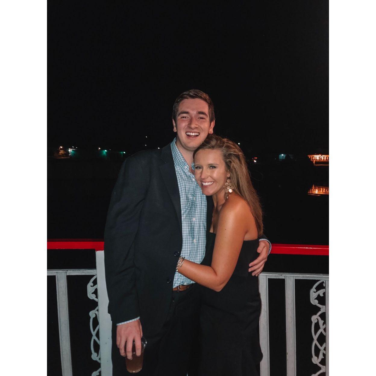 2019 – Our first photo together at Sigma Nu's Riverboat date party. A simple but special moment that kicked off so many more memories.