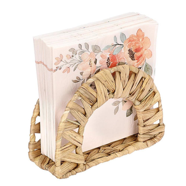 Sumnacon Napkin Holder-Water Hyacinth Kitchen Napkin Holder for Table Wicker Napkin Holder Stand for Paper Napkin Rustic Napkin Holder for Kitchen Dining Table Party Bar Restaurant Picnic RV Decor