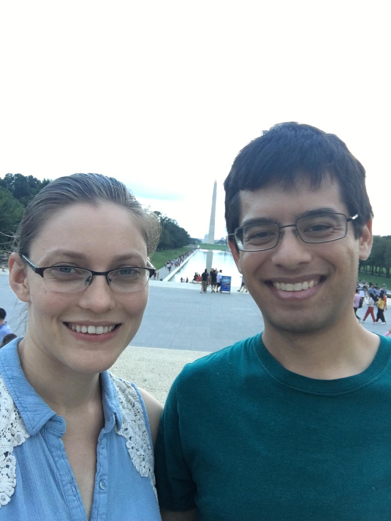We love traveling together! Last August, Carol spent two weeks in D.C. for work. Nick flew out for the final weekend so we could explore together before going home! See the Washington Memorial?