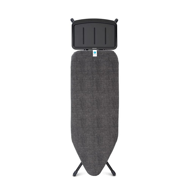 Brabantia Size C Ironing Board (49x18 in) 7 Height Options, Solid Steam Unit Rest Holder (Denim Black) Non-Slip Feet, Anti-Collapse Child Locks