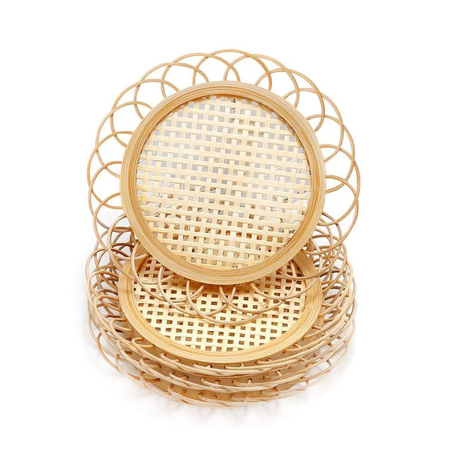 4 Pcs Natural Handmade Bamboo Coasters, Minimalist Wicker Bohemian Indie Coasters, Boho Coasters for Boho Living Room Decor, Home Kitchen Living Room Bedroom Coffee Table Decor Accessories