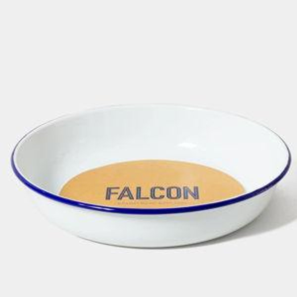 Falcon Enamelware Serving Dish Set in White with Blue Rim