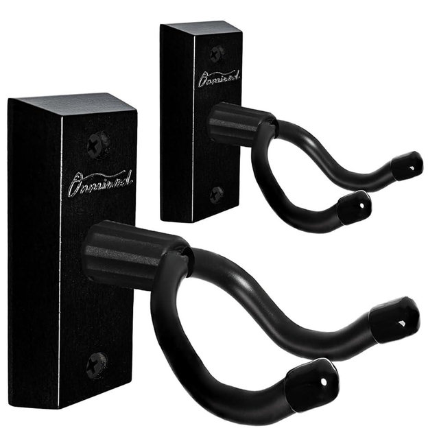 Ukulele Wall Mount Hanger 2 Pack, Black Hardwood U-Shaped Ukulele Holder Hanger, Ukulele Wall Mount Hook for Ukulele Banjo Mandolin Concert Pineapple Soprano Tenor and Baritone