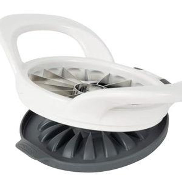 PrepWorks by Progressive Dishwasher Safe 16-Slice Thin Apple Slicer and Corer with Attached Safety Cover (White)