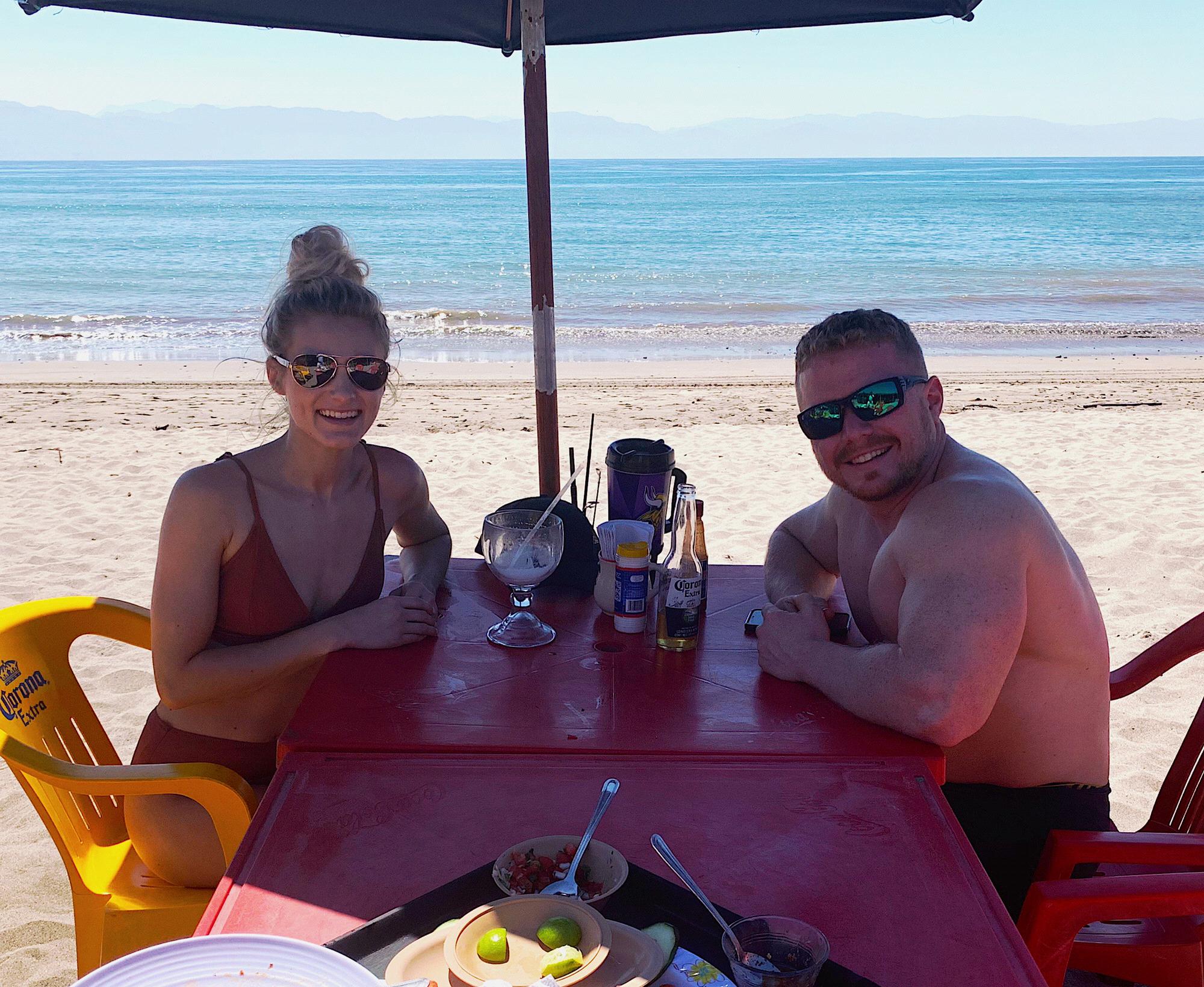 Relaxing at a little restaurant on the sand called Georgies!