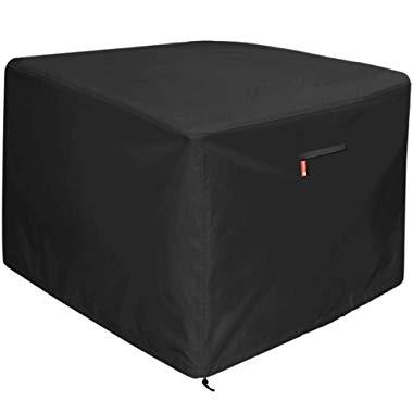 Gas Fire Pit Cover Square - Premium Patio Outdoor Cover Heavy Duty Fabric with PVC Coating,100% Waterproof,Anti-Crack,Fits for 30 inch,31 inch,32 inch Fire Pit / Table Cover (32”L x 32”W x 24”H,Black)