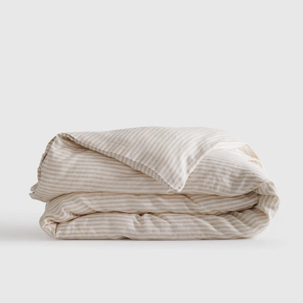 Linen Duvet Cover | Queen | Natural / White Stripe