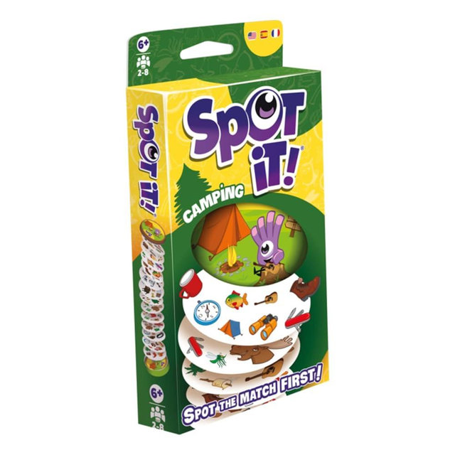 Zygomatic Spot It! Camping Card Game (2024 Refresh) - Eco-Blister Edition, 5-in-1 Visual Perception Game for Quick Reflexes and Family Fun, Ages 6+, 2-8 Players, 10 Minute Playtime, Made