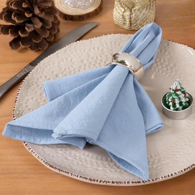 Socomi Linen Napkins Blue Easter Spring Cloth Napkins Bulk Washable Cotton Napkins Set of 4 17"x17" for Wedding Party Bridal Baby Shower Birthday Table Decorations