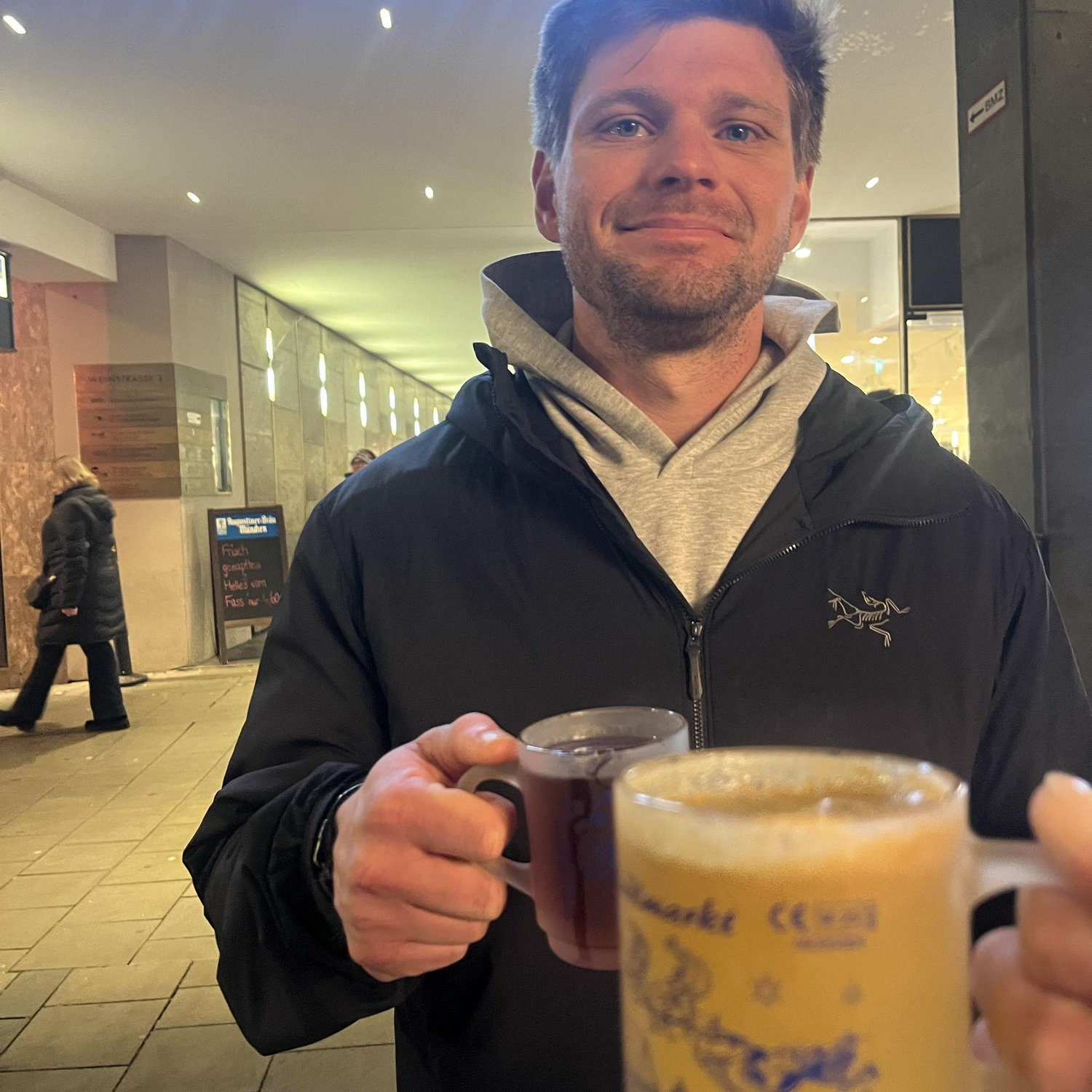 Cheersing to our engagement in one of the many European Christmas markets