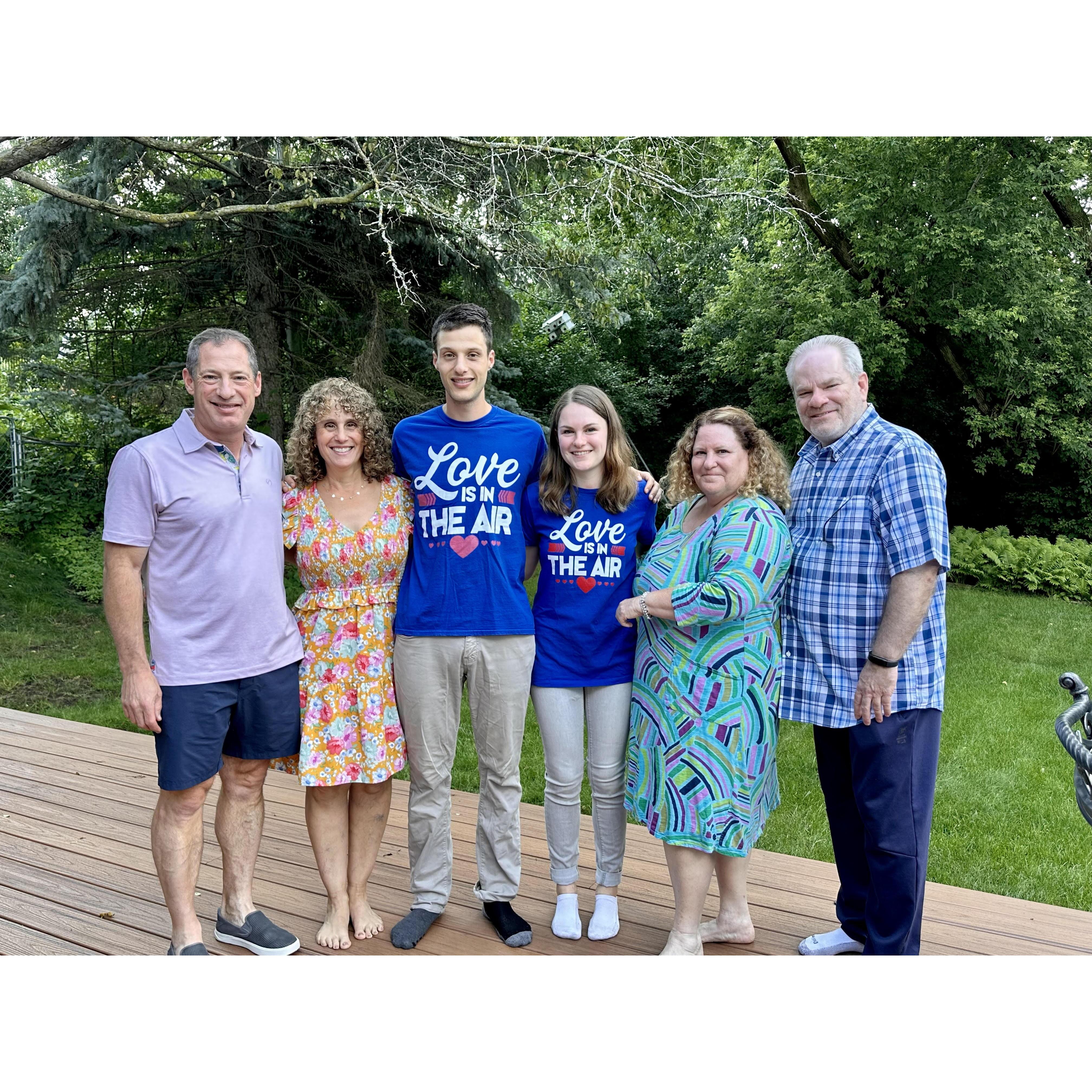 Us and our parents at our engagement Shabbat dinner