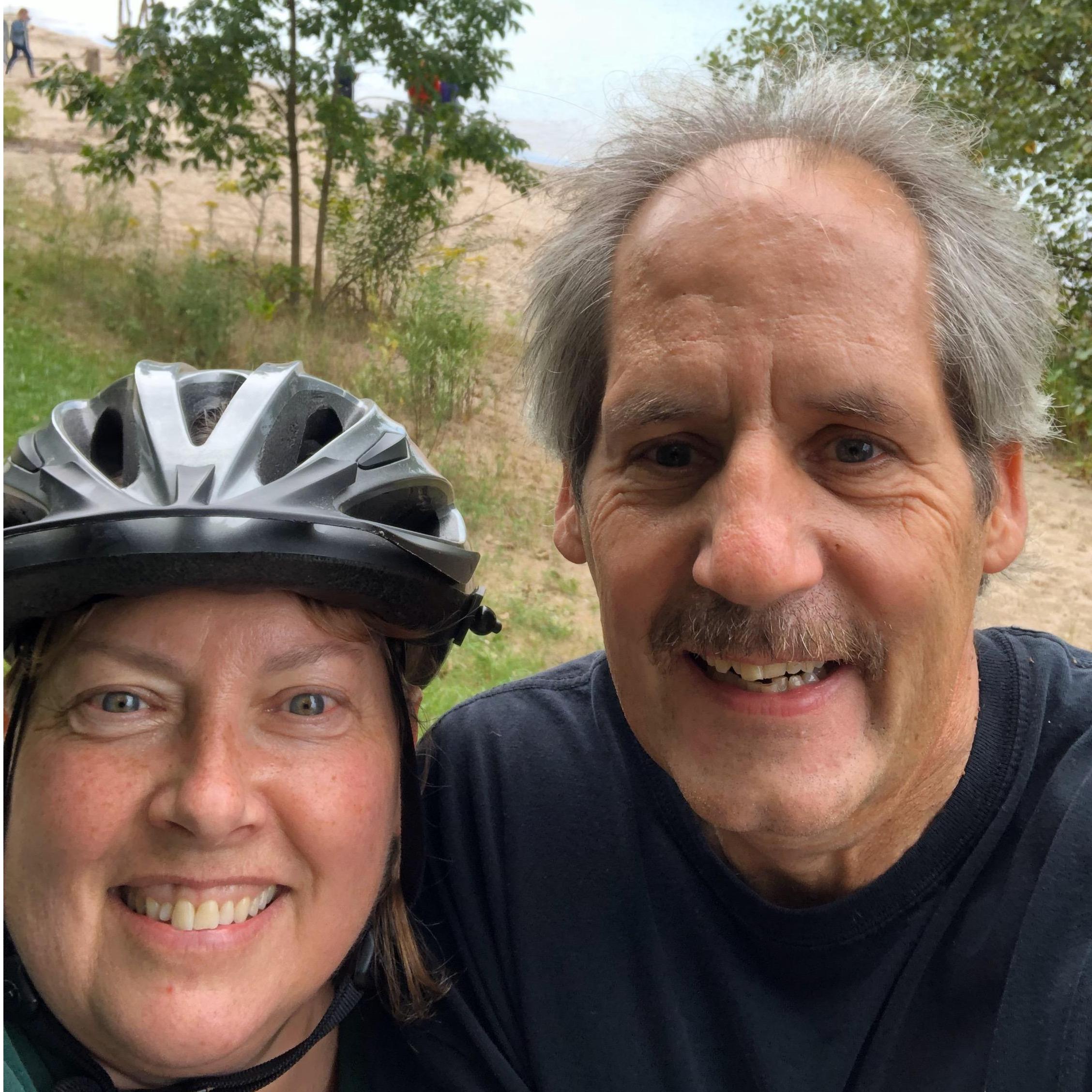 We enjoy biking together.